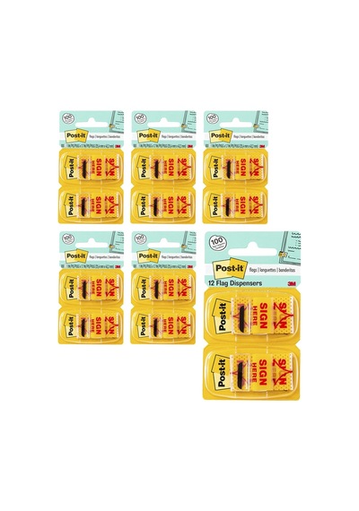 Post-it Mesaj "sign Here" Bayrakları Değer Paketi, 50/dispenser, 12 Dispenser/paket, 1" Geniş, Sarı 680-sh12 Diğer