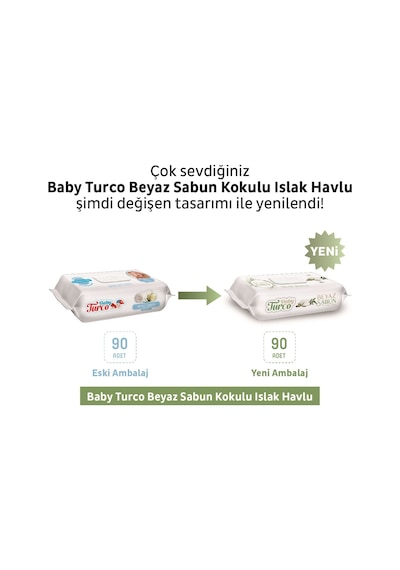 Baby Turco Beyaz Sabun Kokulu Islak Havlu 12 x 90 Adet