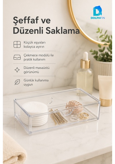 Küçük Çekmece Modülü Şeffaf Kozmetik Organizer Makyaj Takı Ruj Oje Pamuk Düzenleyici