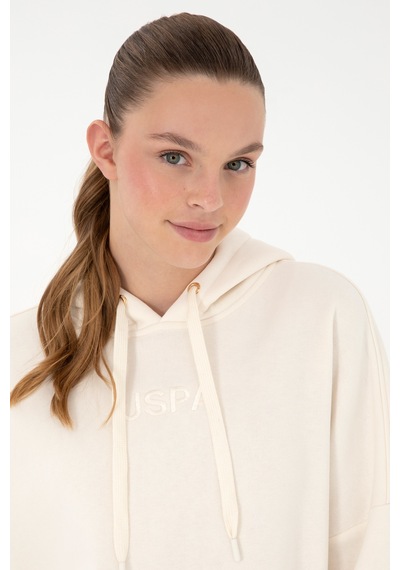 U.S. Polo Assn. Kadın Krem Kapüşonlu Sweatshirt 50292370-VR071