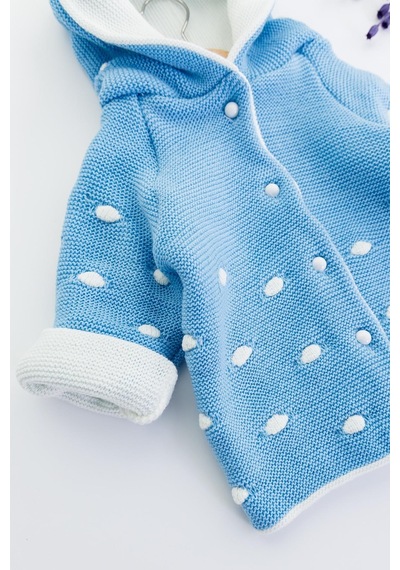 Babymod Kapüşonlu Mavi Erkek Bebek Çift Katlı Triko Hırka 001
