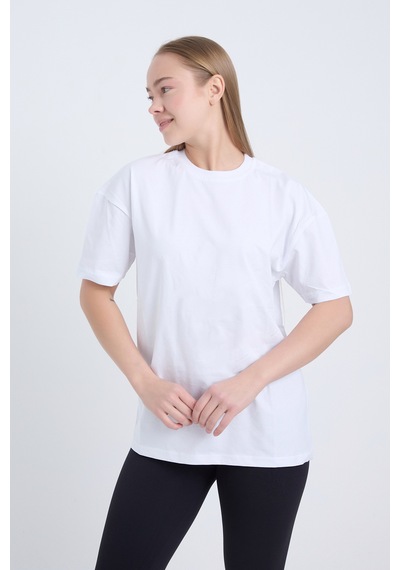 Velvoria Unisex Oversize Basic 3'lü Beyaz Renk T-shirt Çok Renkli17