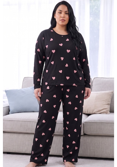 Siyah İnci Desenli Termal Kumaşlı Ultra Soft Yumuşak Büyük Beden Battal Boy Örme Pijama Takımı 26226728 Siyah Siyah İnci Desenli Termal Kumaşlı Ultra Soft Yumuşak Büyük Beden Battal Boy Örme Pijama Takımı 26226728 Siyah