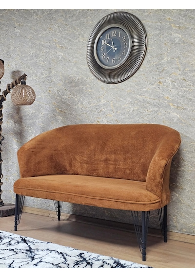 Zafir İkili Teddy Siyah Boyalı Telli Ayak Çay Seti Koltuk İkili Berjer , Balkon, Salon, Ofis Kiremit