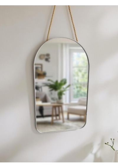 Dekoratif Gold Metal Kenarlı Yuvarlak Ve Oval Kenarlı Ayna Gümüş