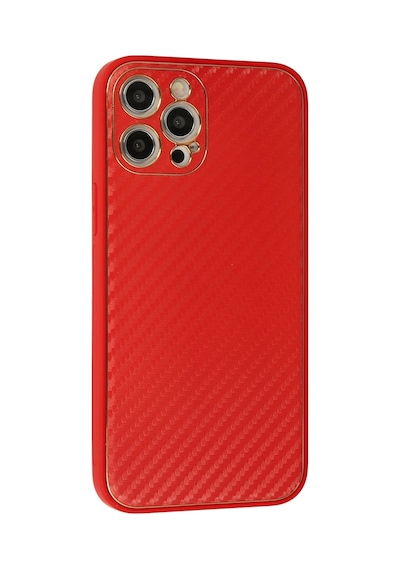 Newface - 571 - Apple Uyumlu iPhone 12 Pro Max Kılıf Coco Karbon Silikon - Lvsqvr - - Kırmızı