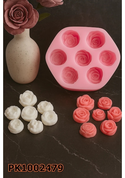 Pk1002479 - Silikon Kalıp Mum Kalıbı Mini 7li Şakayık Ve Gül Seti Renksiz