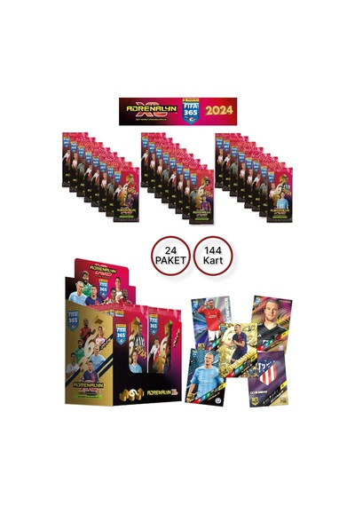 Panini Adrenalyn Fifa 365 - 2024 Official Trading Card Futbolcu Kartları Etiketi 24 Paket