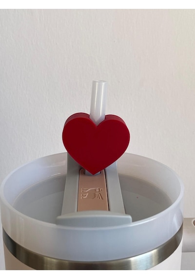Kalp Model Pipet Süsü Termos Uyumlu Quencher Ve Benzeri Termoslarla Uyumlu Kırmızı