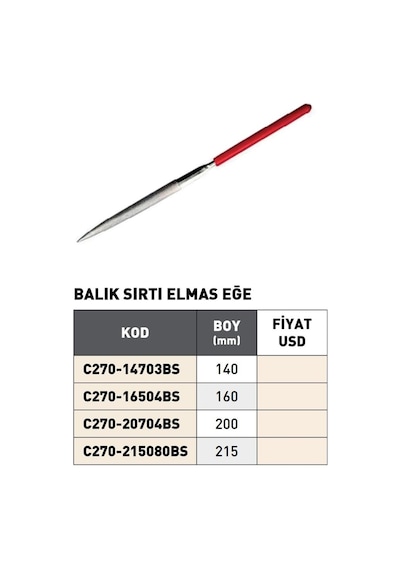 Fett 140mm Pld Balık Sırtı Elmas Eğe