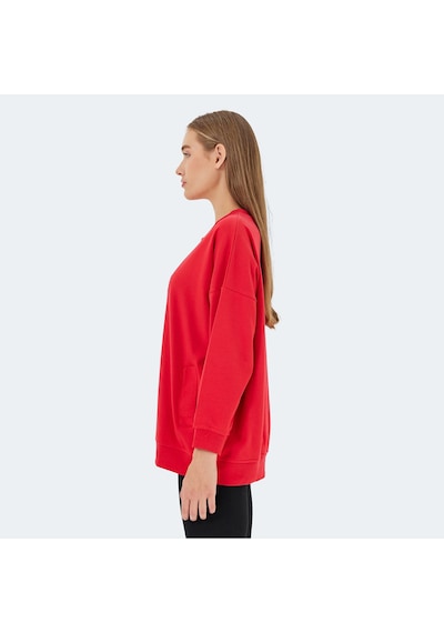 Slazenger VIKENTI SW Oversize Kadın Cepli Oversıze Kırmızı Sweatshirt