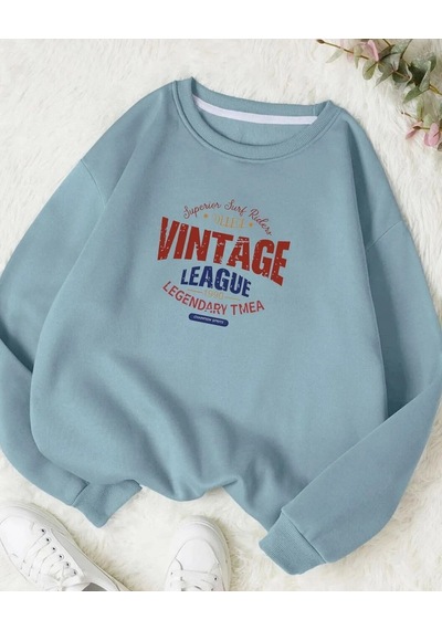 Startmore Vintage Bisiklet Yaka Sweatshırt 3-12 Yaş Arası Mevcuttur Bebe Mavisi