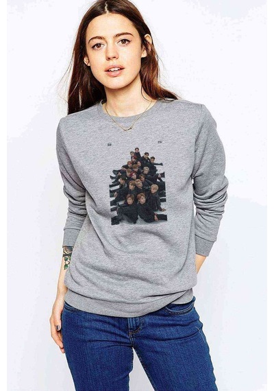 Nct Kpop K-Pop Baskılı Gri Kadın Sweatshirt