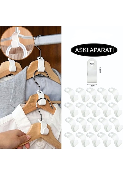 Askı Aparatı 20 Adet Dolap Içi Düzenleyici Gömlek Elbise Giysi Askı Kancası Askı Çoklayıcı Bluvex Pl Diğer