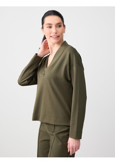 Jimmy Key Jimmy Key Haki Rahat Kesim V Yaka Modal Örme Sweatshirt 6sw235628312