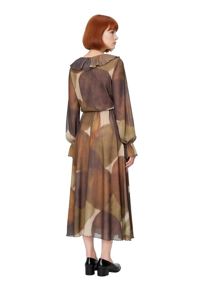 Ersefa Moda İleri Kadın Soyut Desenli Fırfır Detaylı V Yaka Uzun Kollu Ö Çok renkli Ersefa Moda İleri Kadın Soyut Desenli Fırfır Detaylı V Yaka Uzun Kollu Ö Çok renkli