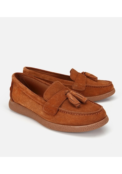 Hotiç Kadın Süet Deri Taba Püskül Detaylı Günlük Loafer 01ayh320530a370 01ayh320530a370