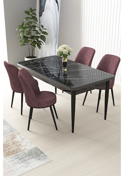 Canisa Concept Nil Serisi 70x110 Sabit Mutfak Masası Takımı Siyah Mermer Desen Masa 4 Gül Kurusu Sandalye Gülkurusu Sandalyeler Siyah Masa Canisa Concept Nil Serisi 70x110 Sabit Mutfak Masası Takımı Siyah Mermer Desen Masa 4 Gül Kurusu Sandalye Gülkurusu Sandalyeler Siyah Masa