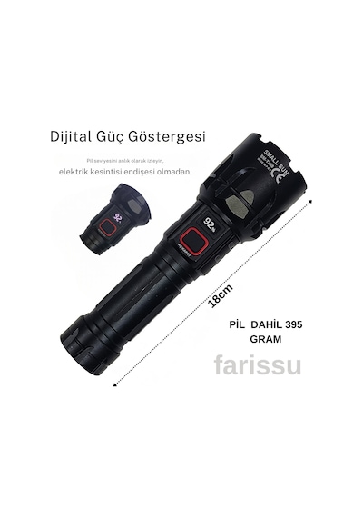 Small Sun 50w 5000 Lümen 26800 Model 8800 Mah Pil 1,5 İle 2 Km Menzilli 10 Saat Çalışma Süresi Siyah