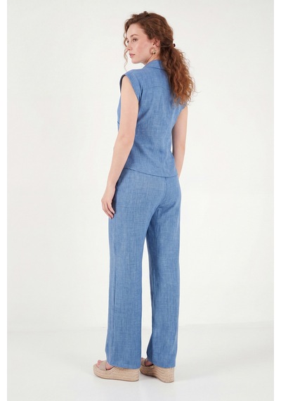 Lela Regular Fit Bağlama Detaylı Kolsuz Takım Bayan Takım 5866787 Mavi