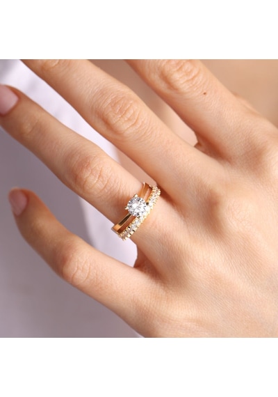 Tektaş & Yarımtur Sarı Altın Yüzük 517674703