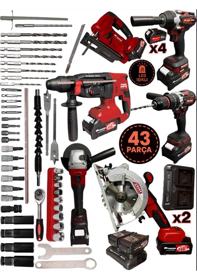 Schmıtzer 6lıset-k Set Pro 21v 43 Parça Şarjlı Hilti Matkap Somun Sökme Taşlama Dekupaj Dairesel Testere