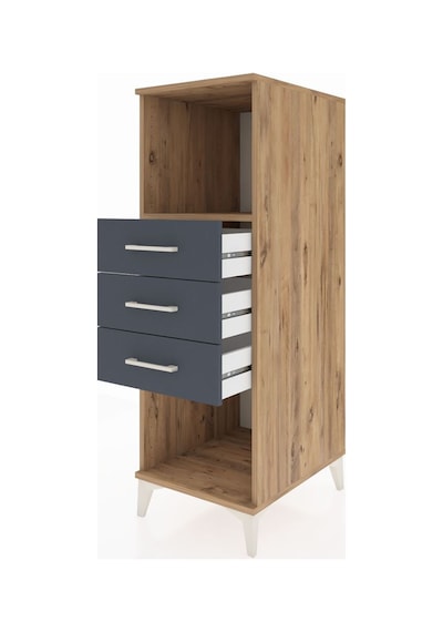 Kronos Dolap Tek Raflı 3 Çekmeceli 44x59x134 Çam-antrasit Çam