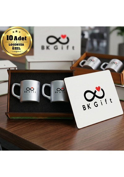Logonuza Özel 10 Adet Kutulu Gümüş Renk Kahve Fincanı Seti Kutulu Seramik Fincan Kurumsal Hediye Seti Bitmeyencom37019 Bk Kurumsal