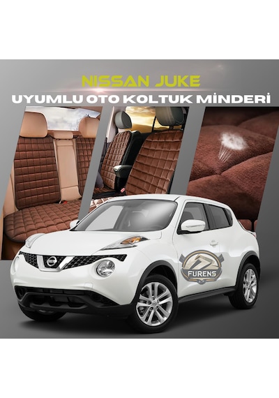 Nissan Juke Kahverengi Tay Tüyü Cepli & Terletmez Sırtlı Oto Koltuk Minder Seti - Koruma Kılıfı  Ön & Arka Set