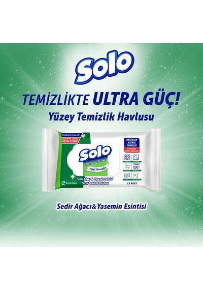 Solo Ultra Güç Sedir Ağacı&yasemin Esintisi Seyahat Boy Yüzey Temizlik Havlusu 6'lı 90 Yaprak Beyaz