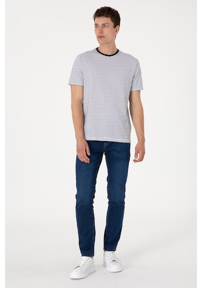 U.S. Polo Assn. Erkek Regular Fit Bisiklet Yaka Lacivert Çizgili Tişört 50306898-VR033