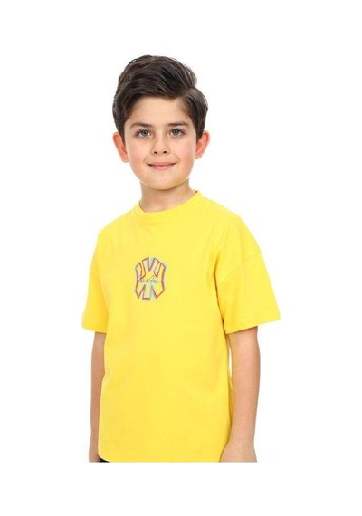 Ekkokids Erkek Çocuk Ny Baskılı Tshirt-14541 SARI