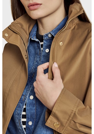 Brooks Brothers Pamuk Karışımlı Dik Yaka Fermuarlı Mont Bayan Mont Bbss26fjc001150 Kahve