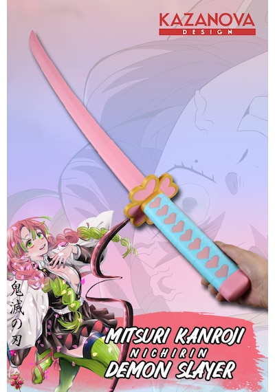 Kazanova Design Mitsuri Kanroji Katlanabilir Katana Figür 98 Cm Demon Slayer Anime Cosplay