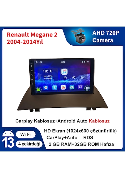 Renault Megane 2 2004-2014yıl Android 2gb Ram 32gb Rom Carplay Mu