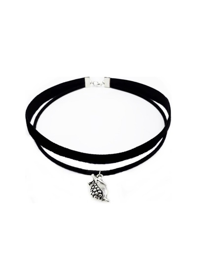 Gümüş Renk Nar Kadife -süet Choker Kolye Renkli
