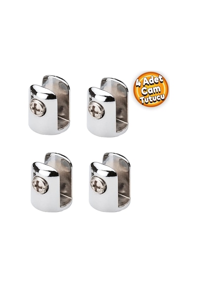 Lexroo Cam Raf Tutucu Metal Yuvarlak Cam Etejer Menteşesi Krom Metal Vidalı 10 Mm 4 Adet Çok Renkli