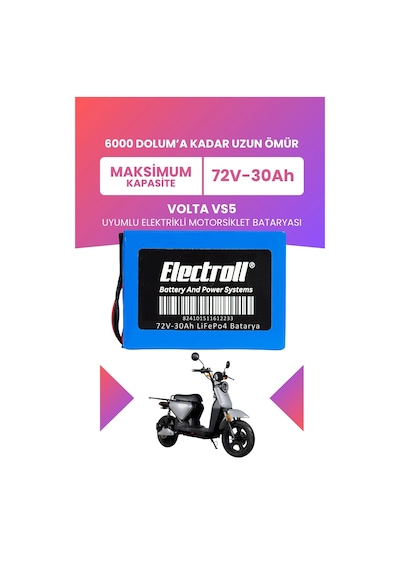 Volta Vs5 Uyumlu Batarya Maksimum Kapasite Lifepo4 72v 30ah Elektrikli Motosiklet Bataryası