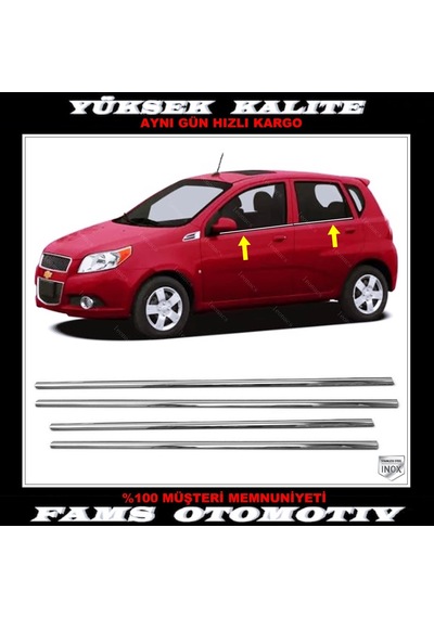 Chevrolet Aveo Hb Krom Cam Çıtası 4 Parça P.Çelik 2005-2011 Arası