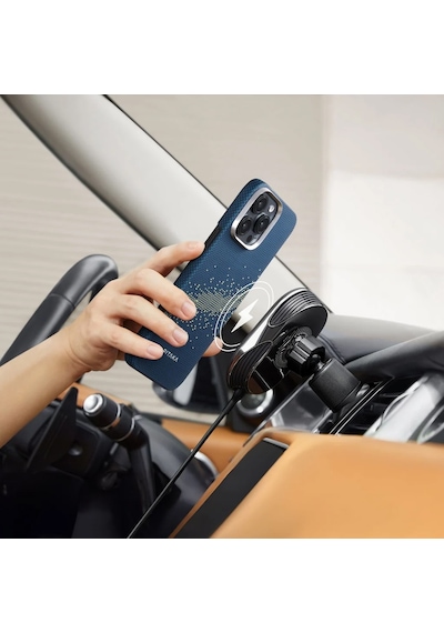 Apple Uyumlu iPhone   16 Kılıf   Magsafe Özellikli Aramid Fiber Pitaka Tactile Woven Starpeak Serisi Milky Way Galaxy