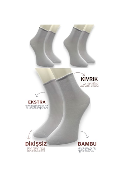 Premium 3 Çift Beyaz Bambu Kadın Lastiksiz Roll Top Soket Dikişsiz Çorap/ız Bırakmaz/sıkmayan Çorap Beyaz