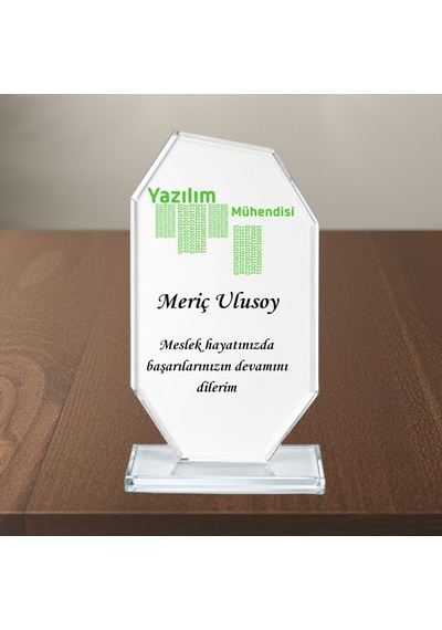 Kişiye Özel Yazılım Mühendisi Kristal Cam Plaket - Bilgisayar Mühendisliği Ve Yazılımcı Hediyesi