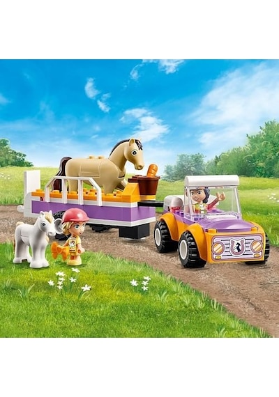 At Ve Midilli Römorku 42634-4 Yaş Ve Üzeri Çocuklar İçin Liann Ve Zoya Minifigürü İçeren Yaratıcı Oyuncak Yapım Seti 105 Parça