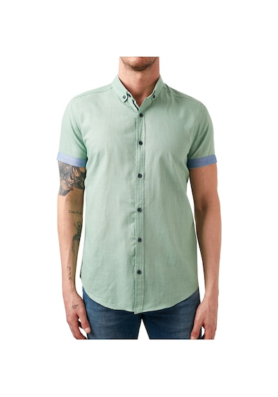 Buratti Pamuklu Slim Fit Düğmeli Yaka Kısa Kollu Erkek Gömlek Cf21S112546 Elma Yeşili