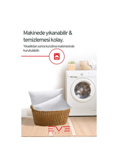 1 Adet Silikon Elyaf Nonwoven Yıkanabilir Antialerjik Vakumlu Yastık Seti 50x70cm 600 Gr Çok Renkli