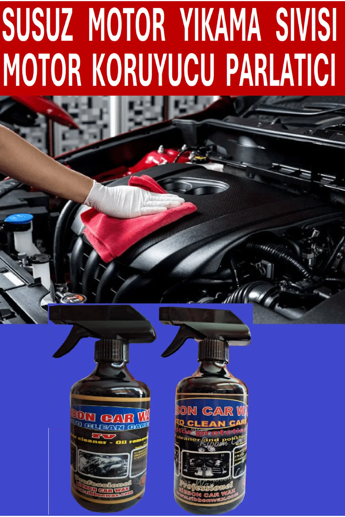 Susuz Motor Temizleme Sıvısı 500 Ml + Motor Koruma Parlatma 500 Ml 2 Lı Set