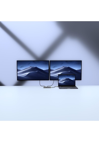 Sw-u712 10 İn 1 Gri Metal 2xhdmı 4k 60hz, 100w Pd, Rj45 Gigabit, 3xusb-a, 1xtype-c Data, Sd/tf Type C Hub Adaptör