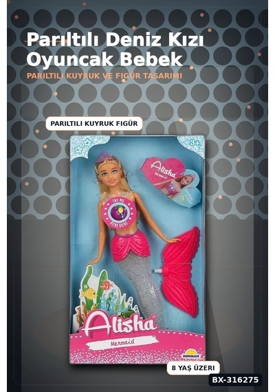 Alisha Deniz Kızı Oyuncak Bebek 29 Cm Renkli Figür Tekli Set Bx-316275