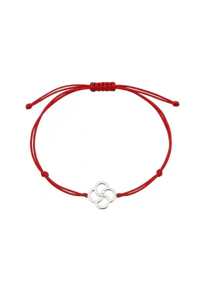 G&a Jewels - Yonca - 925 Ayar Gümüş 0.01ct Pırlanta Taşlı Kırmızı İpli Bileklik Gümüş - Kırmızı