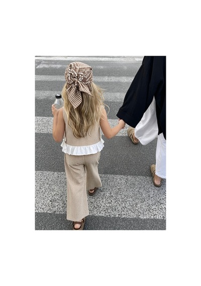 Poala Kids Paris Brown Kareli Takım Kahverengi
